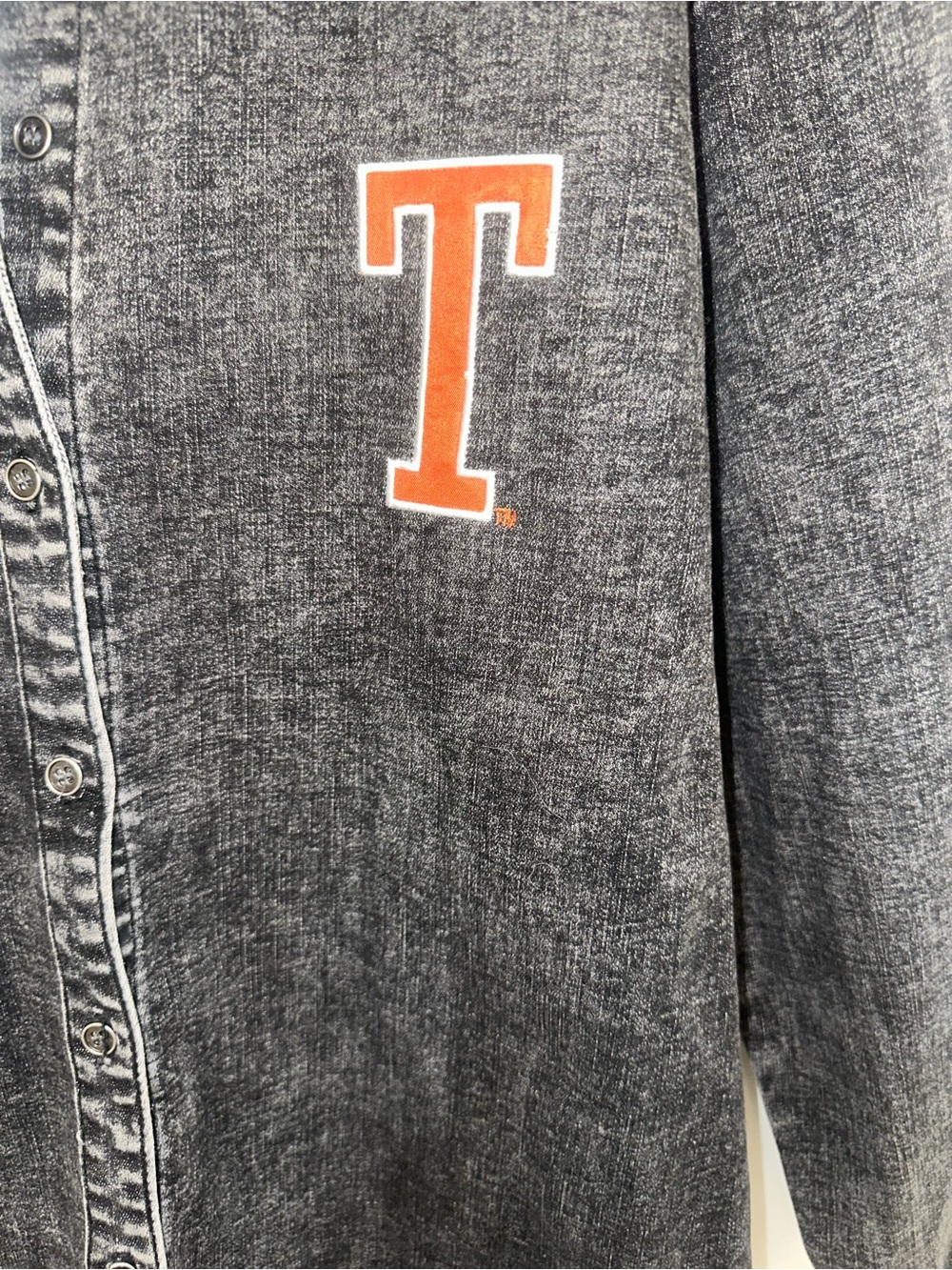 University of Texas Script Button-Down Shirt in Orange on Charcoal - Picture 7 of 10